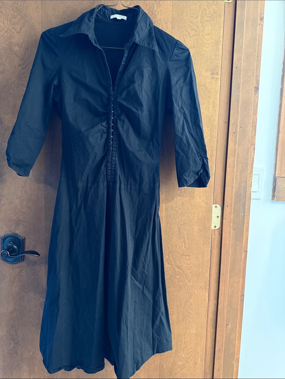 Classic Black Button-Front Shirt Dress